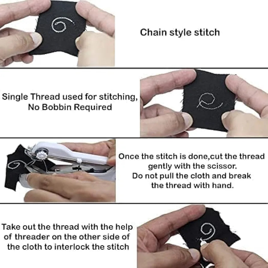 Stitch Handheld Cordless Portable White Sewing Machine